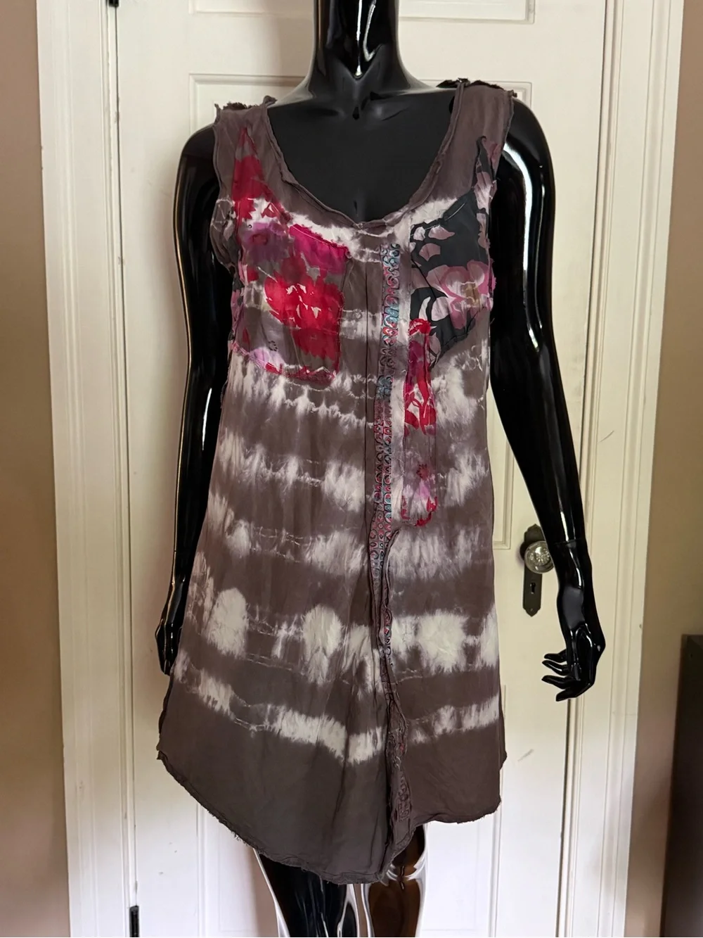 Vintage Gregory Parkinson Silk Tie-Dye Chiffon Applique Dress